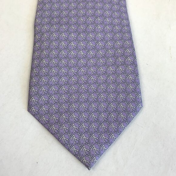 Louis Vuitton Silk Tie Mens Necktie Purple Logo LV Luxury Pastel Lavender - Picture 1 of 8